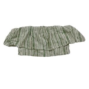 Forever 21 Green Patterned Off-Shoulder Blouse
